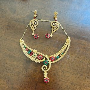 Gold and stone costume jewelry set
